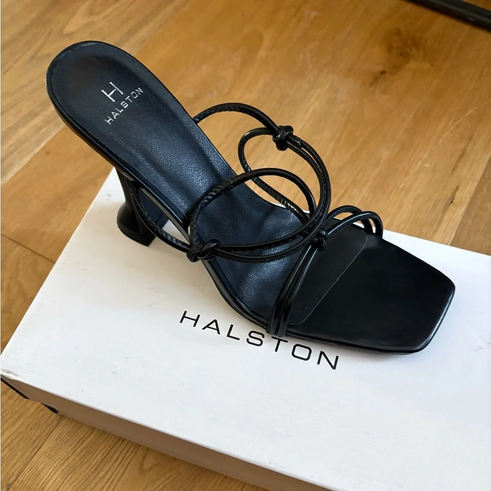 H by Halston NIB Picasso Black Strappy Heel Dress Sandal size 10